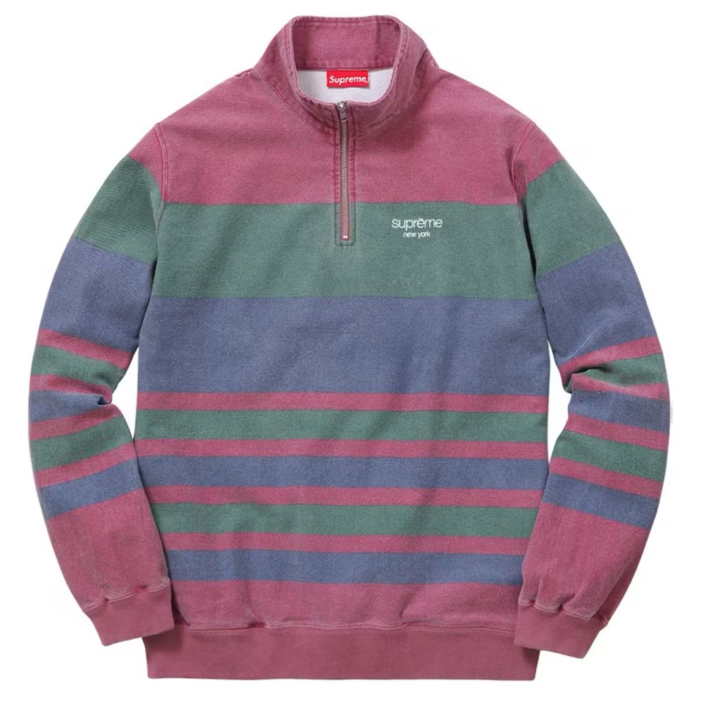 Supreme Printed Stripe Half Zip Sweater Size Large SS16